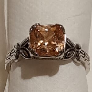 Vintage Sterling Silver Art Nouveau Style Gemstone Ring